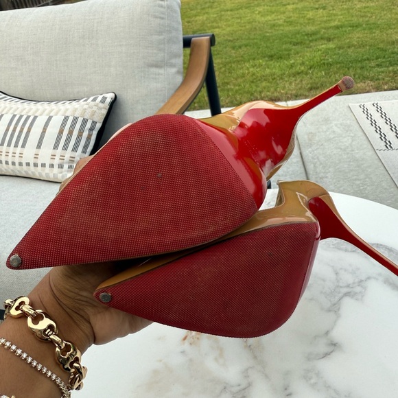 Preowned Authentic Christian Louboutin Nude Patent So Kates 120mm sz 41 - Picture 3 of 17